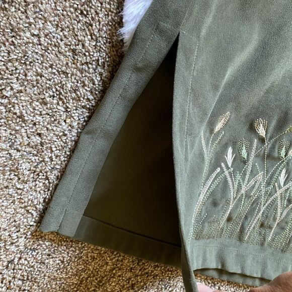 Cracker Barrel Maxi Dress Boho Floral Embroidered Green Size Medium - Picture 8 of 11